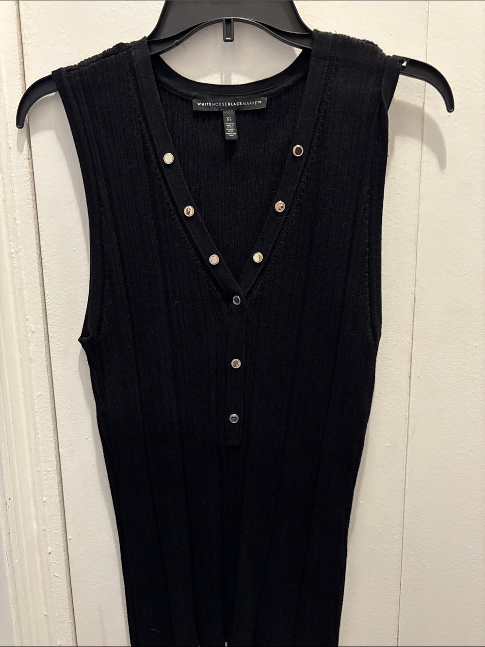 White House Black Market Black Ribbed Deep V-Neck Sleeveless Tank or Top